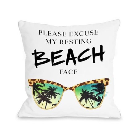 ONE BELLA CASA One Bella Casa 74438PL16 16 x 16 in. Resting Beach Face Pillow by lezleelliott; Multicolor 74438PL16